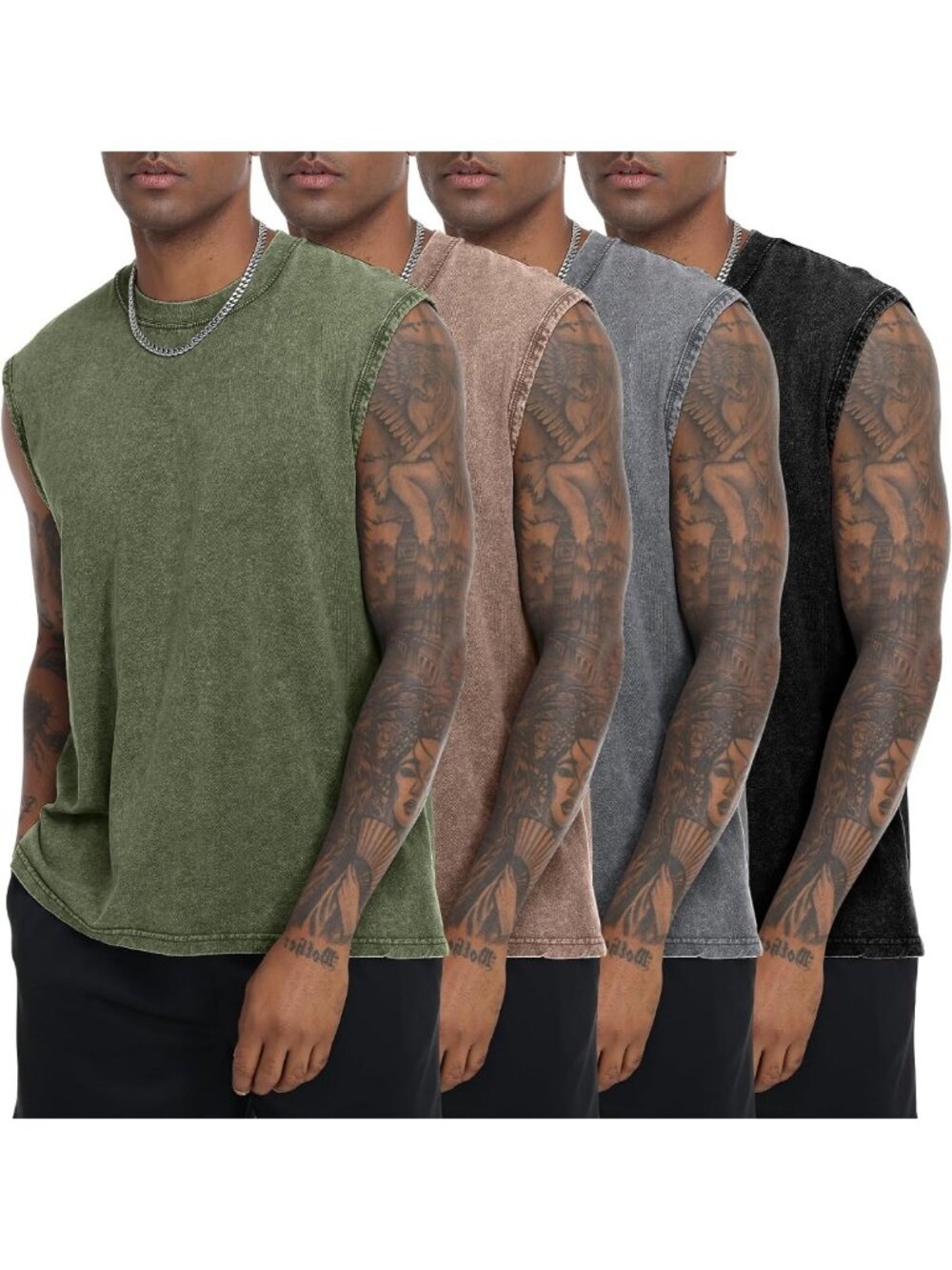 Men's Cotton Sleeveless Muscle Tank Top - Washed Loose Fit Casual Shirt